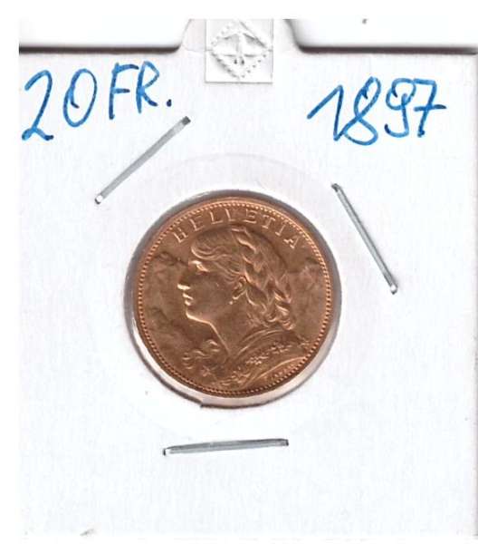 20 Franken 1897 Vreneli Schweiz Gold