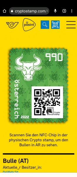 Crypto Stamp 5 - Stier Grün crypto stamp edition Postfrisch