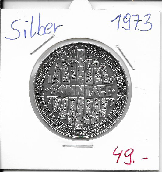 1973 Kalendermedaille Jahresregent Silber Österreichische Eisen und Stahlwerke Alpine Montan AG