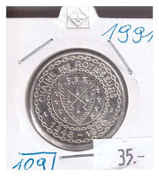 Nr. 109 Chaine des Rotisseurs 1991 Casinos Austria Silber Casino Jeton 100 Schilling