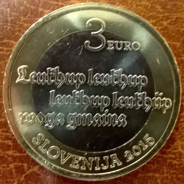 3 Euro Slowenien 2015 500 Jahre gedr.Text lose UNC