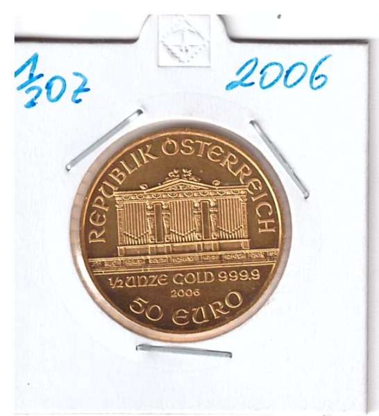 2006 Philharmoniker 1/2 unze 50 Euro 15,55 Gramm sehr selten