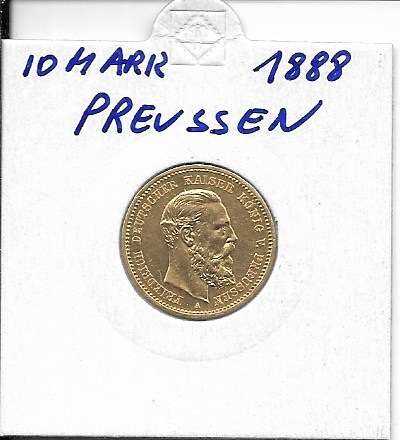 10 Mark 1888 A Friedrich Gold Preussen