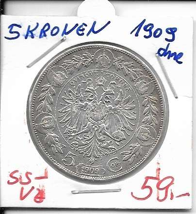 5 Kronen 1909 ohne Schwartz