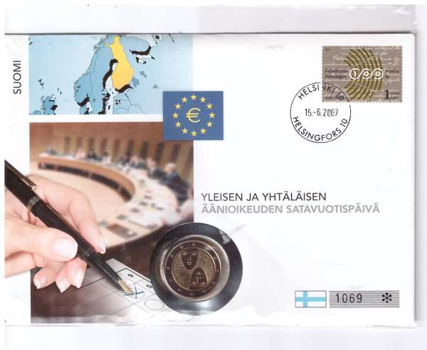 2 Euro Numisbrief Finnland 2006 100 Jahre Wahlrecht