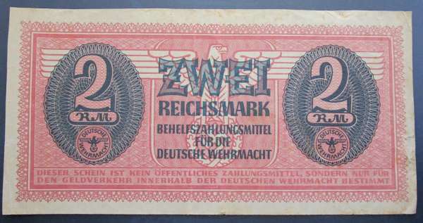 Deutsche Wehrmacht 2 RM Reichsmark 1942-1944 ohne Datum Battenberg DWM-7