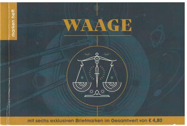 Astrologie Waage Postkartenheft mit 6 Marken
