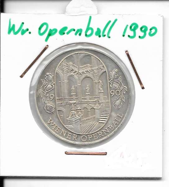 Nr. 101 Wiener Opernball 1990 Casinos Austria Silber Casino Jeton 100 Schilling
