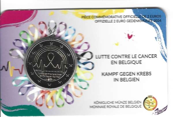 2 Euro Belgien 2024 2 Euro Kampf dem Krebs in Coincard Deutsch