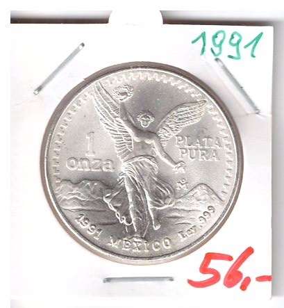 Mexiko 1991 Libertad Silbermünze 1 oz Onza Plata Pura 999