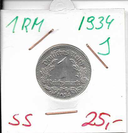 1 RM Reichsmark 1934 J Nickel