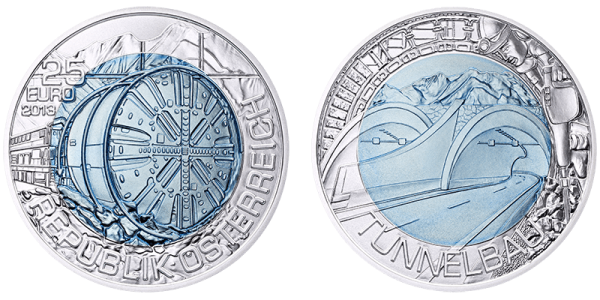 25 Euro 2013 Niob Silber Tunnelbau ANK Nr. 11 Niob 2013