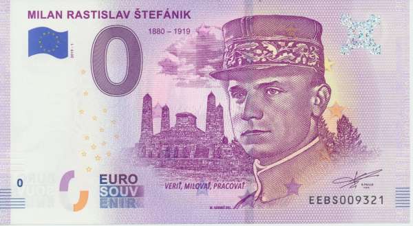 Slowakei Milan Rastislav Stefanik 1880-1919 Unc 0 Euro Schein 2019-1