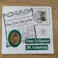 NB 1 200 Geburtstag Franz Grillparzer 1991 mit 20 Schilling Münze Numisbrief NB 1 200 Geburtstag Franz Grillparzer 1991 mit 20 Schilling Münze Numisbrief