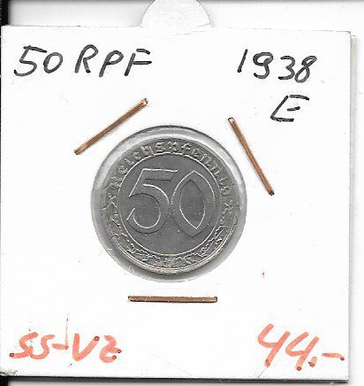 50 RPF Reichspfennig 1938 E