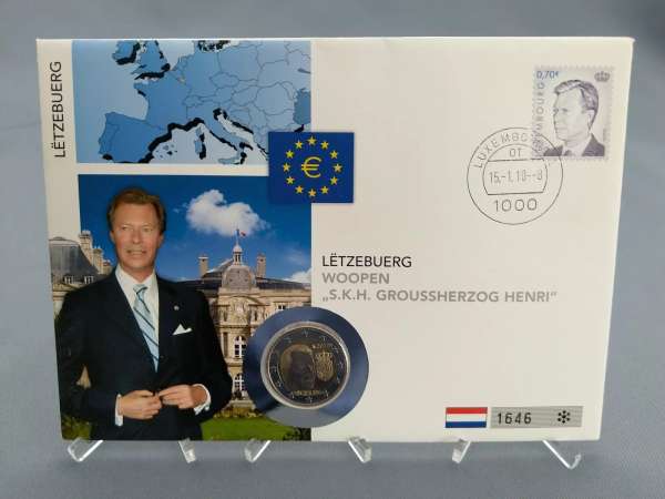 2 Euro Numisbrief Luxemburg - Wappen des Großherzogs Henri 2010