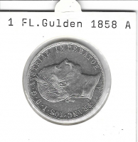 1 Gulden Fl 1858 A Silber Franz Joseph 1 Gulden Fl 1858 A Silber Franz Joseph