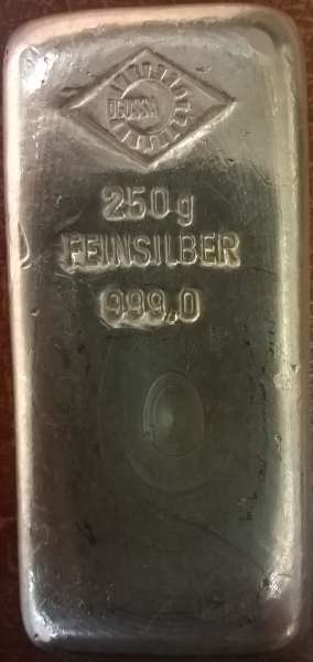 1/4 Kilo Silber Barren 250 Gramm Ögussa 999,0 Fein