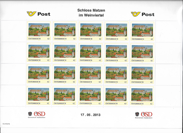 Schloss Matzen im Weinviertel 8105494 Österreich Marken Edition 20x0,62