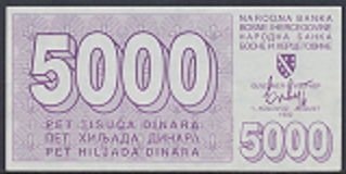 Bosnien Herzogowina- 5000 Dinara 1992 unc - Pick Nr. 27