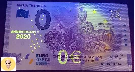 ANK.Nr.52A Maria Theresia Anniversary Unc 0 Euro Schein 2021-2