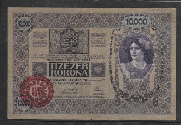 10.000 Krone 2.11.1918 Aufdruck Magyaroszag A100370474