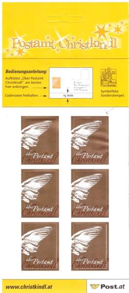 LZ.5. Leitzettel Christkindl Gold Weihnachten 6 er Block Gültig seit 11.2004