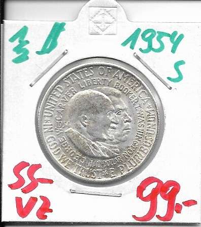 1/2 Dollar 1954 S Silber USA