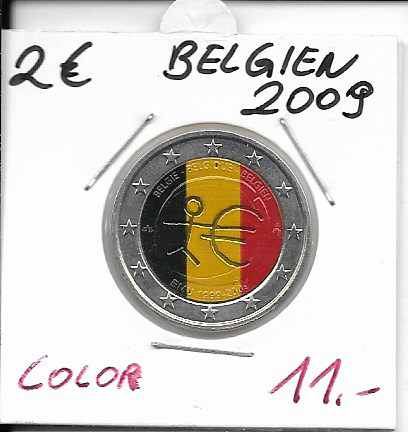 2 Euro Belgien 2009 WWU Coloriert
