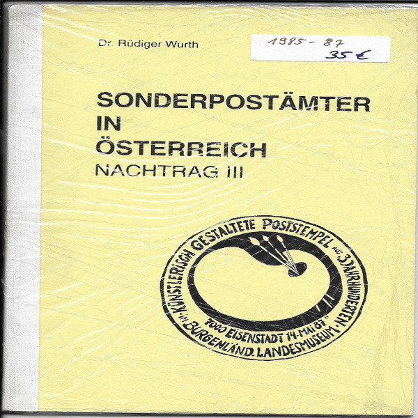 Sonderpostämter in Österreich Nachtrag 3 Dr.Würth Sonderstempelkatalog 1985-87