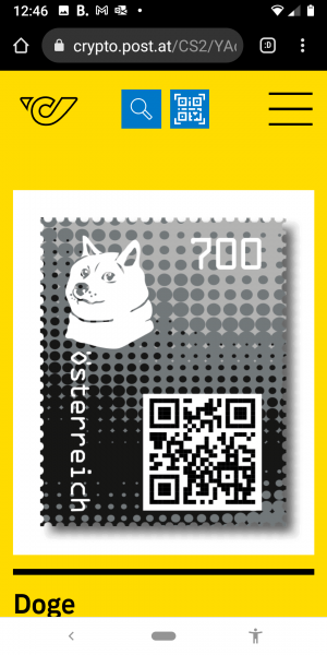 Crypto Stamp 2 - Doge schwarz/ 2 crypto stamp black edition Postfrisch
