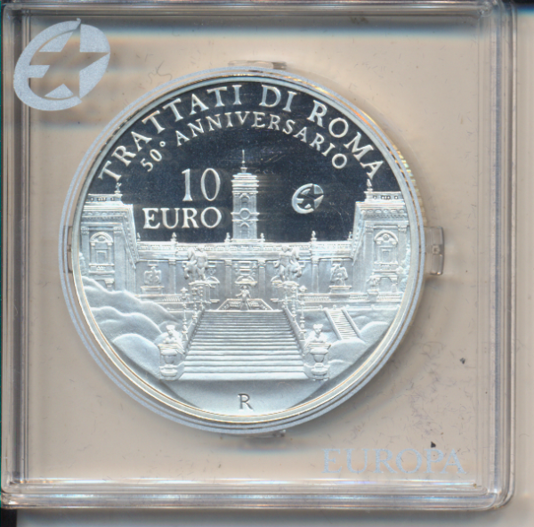10 Euro 2007 PP Silber AG Italien Römische Verträge Europa Sternserie