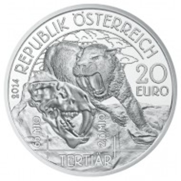 20 Euro 2014 Tertiär - Leben auf der Erde PP Silber ANK Nr.30