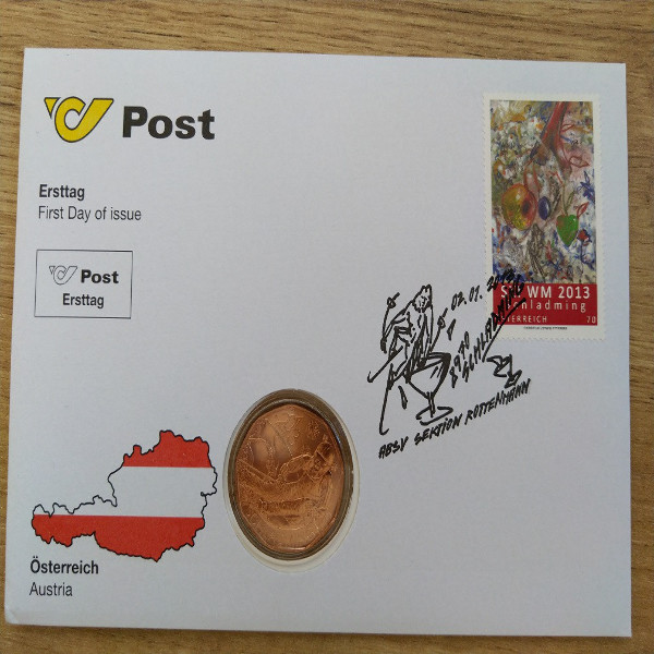 NBE 27 b) Ski Wm 2013 in Schladming Numisbrief mit 5 Euro Münze 2012