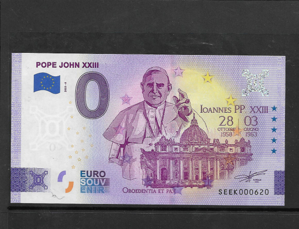 Papst John XXIII Pope John XXIII 0 Euro Schein 2022-6 Italien