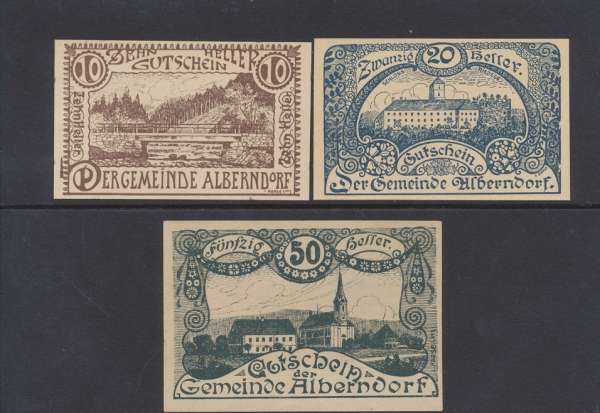 Alberndorf OÖ 10,20,50 Heller 25.4.1920