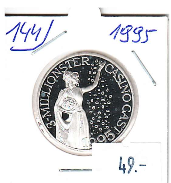 Nr. 144 3 Millionster Casinogast 1995 Casinos Austria Silber Casino Jeton 100 Schilling