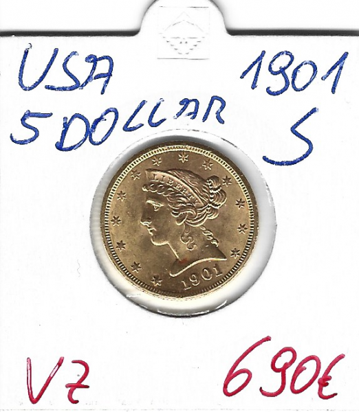 5 Dollar 1901 S USA Gold