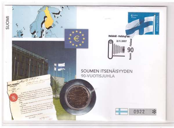 2 Euro Finnland 2007 90 J.Unabhängigkeit Numisbrief