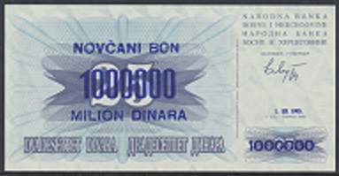 Bosnien Herzogowina- 1 000 000 Dinara 1993 unc - Pick Nr. 35b