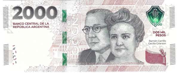 Argentinien – 2000 Pesos 2023 (P.368) Erh. UNC