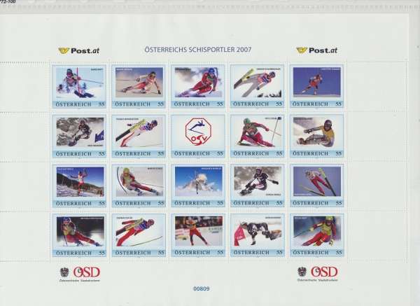 Österreichs Schisportler 2007 Marken Edition 20 Postfrisch