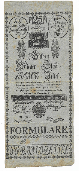 Joseph II 25 Gulden Formular 1784