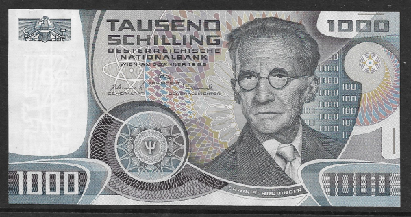 1000 Schilling 3.1.1983 Erwin Schrödinger Ank.285 Bankfrisch unc. NR: U 279251 L Pick