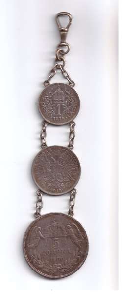 Bierzipfel Uhrenkette Kaiser FJ 1+2+5 Kronen Silber