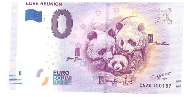 China Panda Love Reunion 0 Euro Schein 2018-1 - Unc