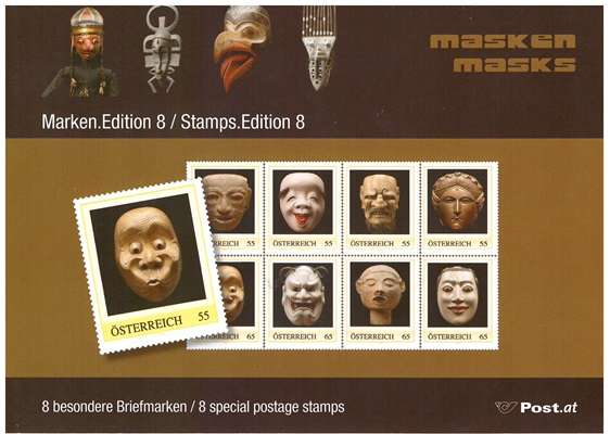 Masken Masks 8 Briefmarken ME 8.04 09.06.2009