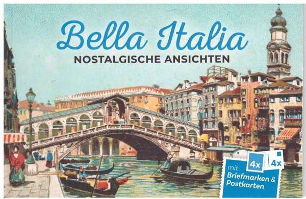 Bella Italia Nostalgische Ansichten Briefmarken & Postkarten Heft mit 4 Marken
