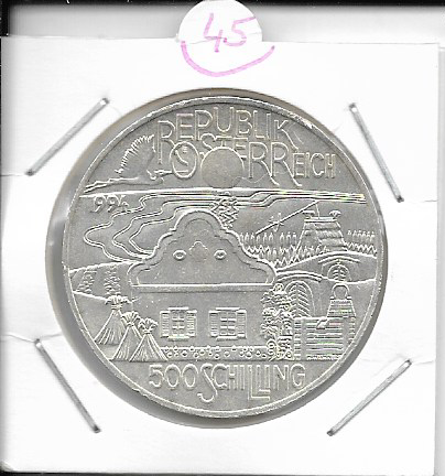 ANK Nr. 45 Pannonische Region 1994 500 Schilling Silber Normal