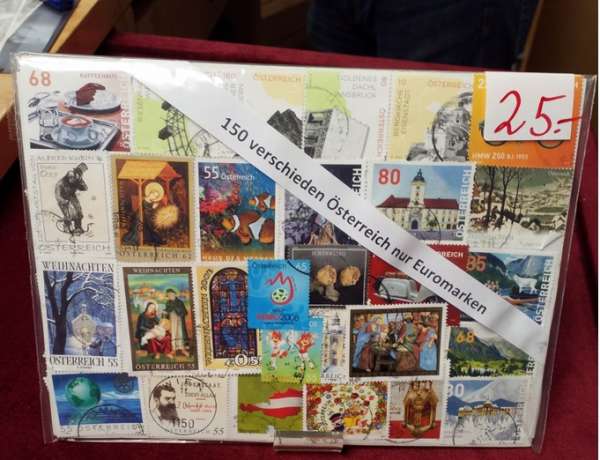 150 verschiedene Österreich Euro-Briefmarkenpaket